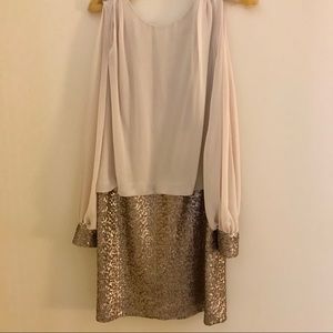 Cache Ivory Dress w/Gold Embellishments US 12 NWT